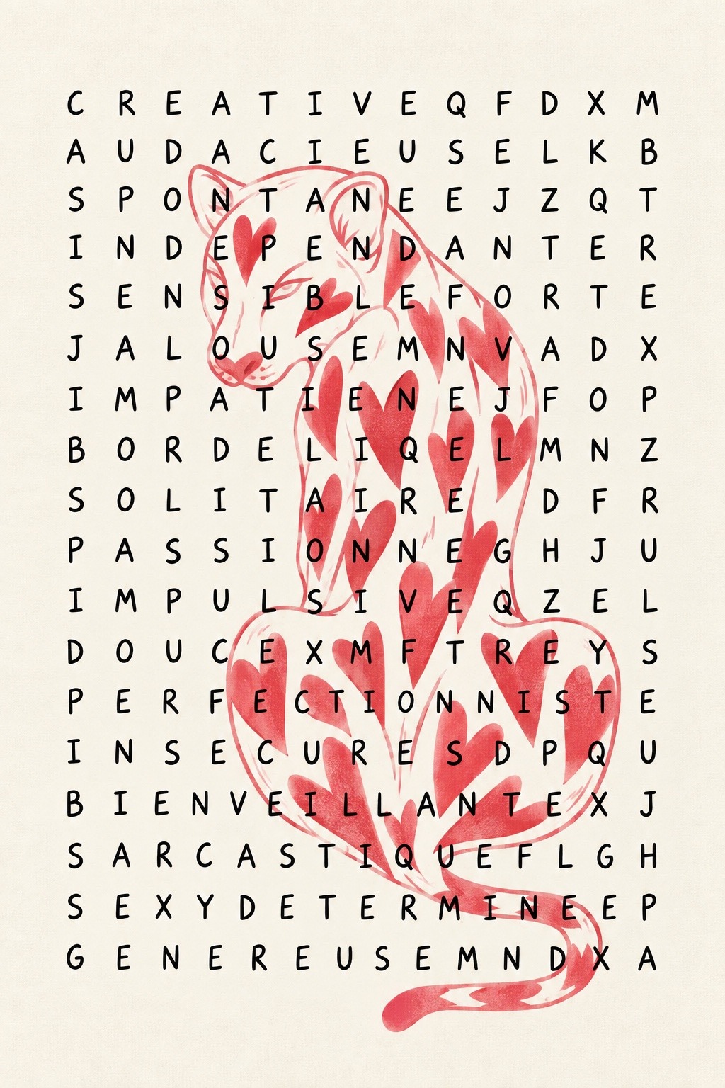 Affiche Panthère Mots Mêlés de Wone Studio